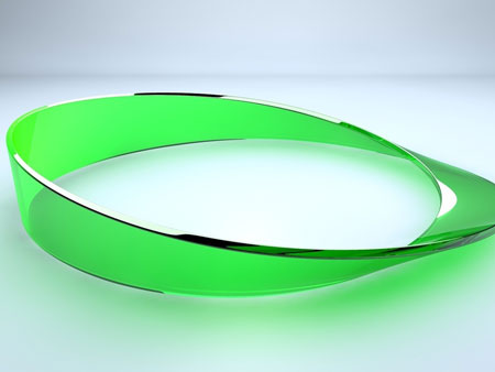 A Möbius strip is twisted so that it has only one surface and one edge