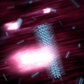 intense X-rays strike nanocrystals of a semiconductor material