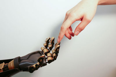 robot and human hands