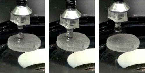 gallium used as an adhesive to grip a glass sphere with a movable punch model