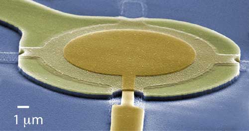 microdrum made of thin superconducting aluminium film on top of a quartz chip