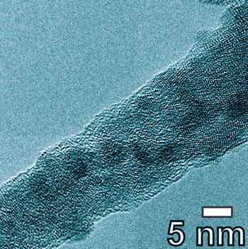a carbon nanotube evenly coated with lithium metal