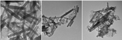 TEM images of nanotubes obtained when bulk SnS2 and bulk SnS were used as precursors for the synthesis of SnS2 nanotubes