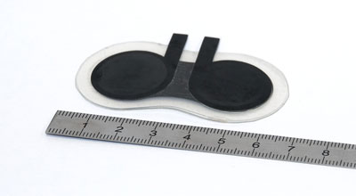 The small, thin battery comes out of the printer and can be applied to flexible substrates