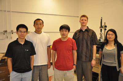 From left to right: Wenzhong Bao (first author), Zhen Chen, Hang Zhang, Chris Dames and Chun Ning (Jeanie) Lau.