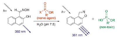 New reagent for the detection of organophosphate neurotoxins with an extremely fast response