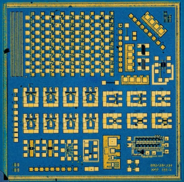 A test chip used to evaluate the performance of indium gallium arsenide in logic circuits