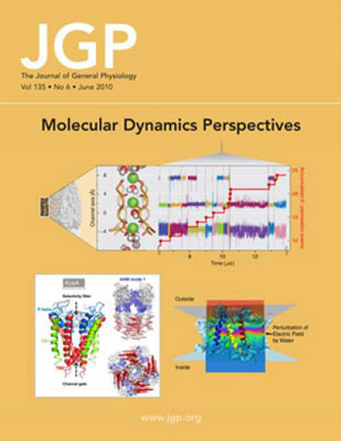 The June cover of the Journal of General Physiology includes a composite of figures from the Perspectives on molecular dynamics and computational methods