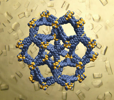 Crystal structure of MOF-200, in UCLA's blue and gold