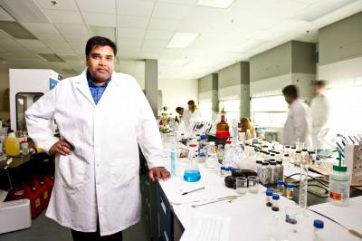 Professor Sudipta Seal works in his lab at the University of Central Florida