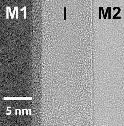 This image of an asymmetric MIM diode reflects a major advance in materials science that could lead to less costly and higher speed electronic products