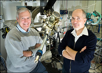 Ron Pindak (left) and Ivan Bozovic at NSLS beamline X21