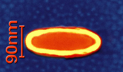 Electron-microscopic recording of an MRAM storage cell