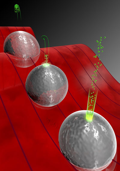 Mechanism of the acceleration of electrons near silica nanospheres