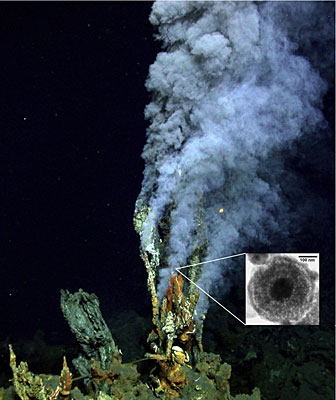 A plume at a deep-sea hydrothermal vent.