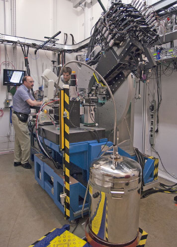 View inside the 11-BM-B beamline experiment station at Sector 11 of the APS
