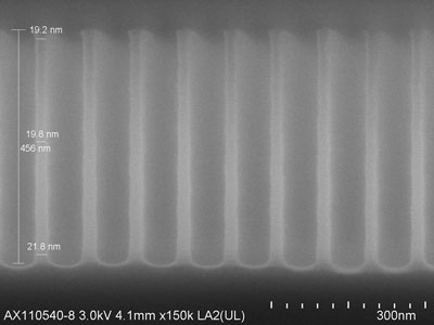 Cross-section SEM image of Si nano-pillars after plasma etch and mask strip