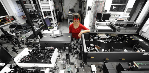Joanna Oracz in her optical lab