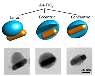 gold surface in Janus nanoparticle gold-titania hybrids