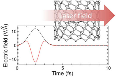  Pulse shape and polarization of the electric field of the laser irradiating CNT encapsulating acetylene