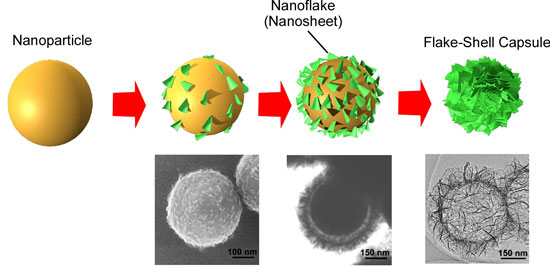 Formation of a nano flake shell