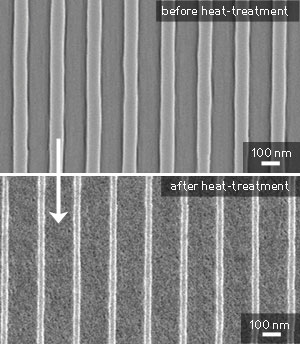 nanoscale titania pattern before and after heat-treatment