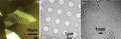 graphene sheets on a perforated carbon film