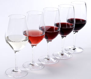 Range of wines in glasses