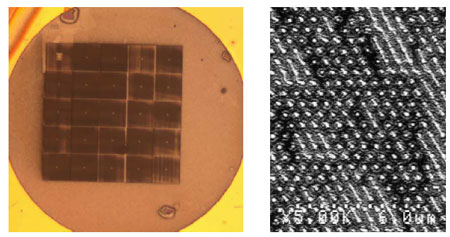 Célula solar con la superficie nanoestructurada formando un cristal fotónico