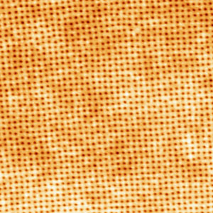 Atomic Force Microscope image of a square array of 15 nanometer pores
