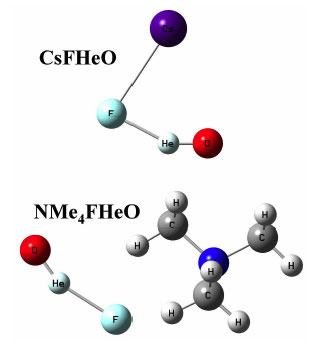 Models of two hypothetical species containing helium chemically bound to oxygen
