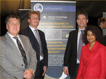 Mr Mansel Williams (Micro and Nanotechnology Centre), Mr Julian Fairman (Symmetry Medical), Dr Robert Stevens (The Electrospinning Technology Company, Ltd) and Dr Rajshree Mootanah (Anglia Ruskin University).