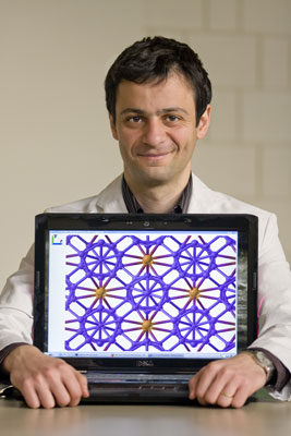 Dr. Artem Oganov shows the crystal structure of the new phase of boron