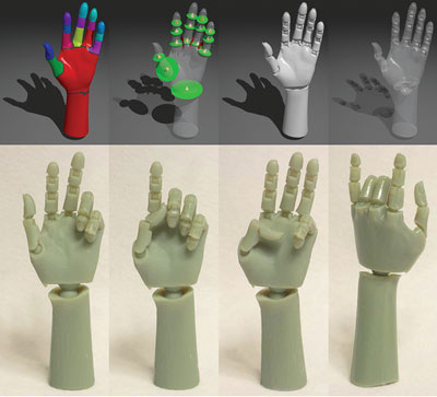 An articulated model based on a 3-D scan of a human hand