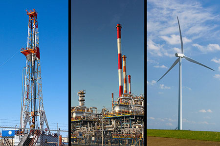 natural gas, oil and wind power