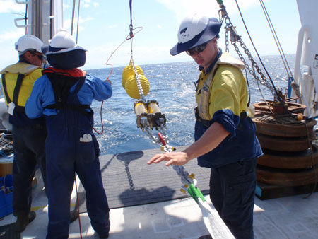 Deploying a deep ocean mooring system in the Indian Ocean