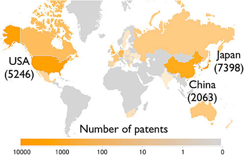 global number of patents related to photovoltaic