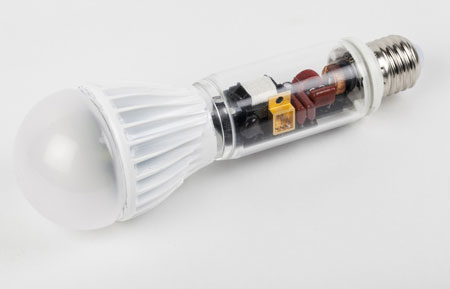 Gallium nitride transistors enable the compact design of this 2090 lumen retrofit LED lamp
