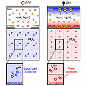 VO2-based electric-double-layer transistor in OFF and ON states