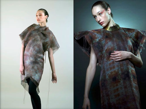 The Shoulder Dress embodies the complexity of the design process when designing for active fibers