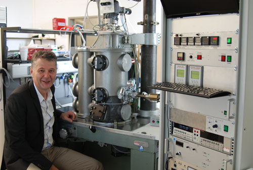 Professor Norbert Mitzel with a gas electron diffractometer