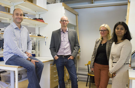 From left: Professor Alexander Bismarck, Björn Alriksson, Anna Svedberg, Aji Matthew