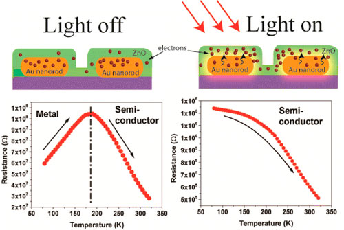 electrons in gold nanorods get excited when exposed to light