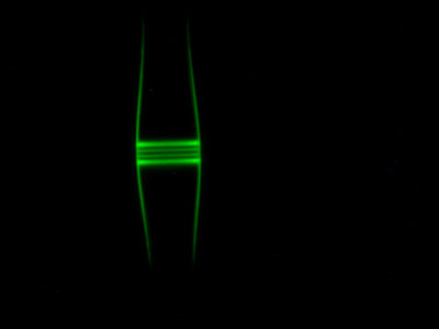  An optical fibre with a captured beam of light