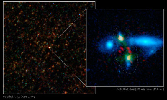 Massive galaxy merger caught in the act