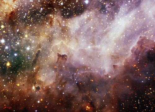 FLAMINGOS-2 near-infrared image details part of the magnificent Swan Nebula (M17)