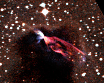 protostar blowing material from the surrounding cloud of dust and gas