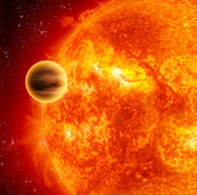 Exoplanet transiting in front of its star