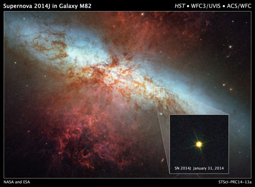 Hubble Monitors Supernova In Nearby Galaxy M82