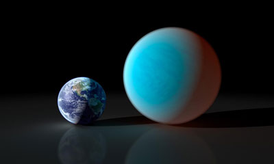 super-Earth 55 Cancri e (right) compared to the Earth